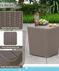 11.5 Gallon Waterproof Deck Box With Removable Lid And Faux Rattan Side Table For Outdoor Patio Storage All Weather Furniture