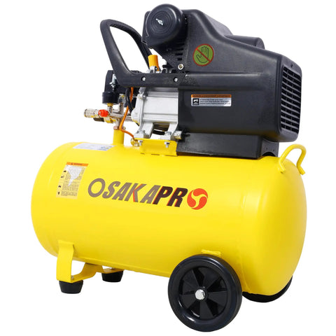 This Bad Boy 13 Gallon Air Compressor Is A Total Game Changer For Your Shop! With 45HP Power And Oil Lubricated Guts, It Cranked Out Heavy Duty PSI Like Nobody's Business. Portable yellow oil lubricated air compressor with 13-gallon tank and wheels.