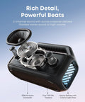 Internal view of Outdoor Bluetooth Speaker With Crankin Bass Subwoofer And BassUp 2.0 80W Power For Camping And Beach IPX7 Waterproof And Floatable 24 Hour Playtime RGB Lights USB C Custom EQ Portable Audio For Any Adventure, showing components.