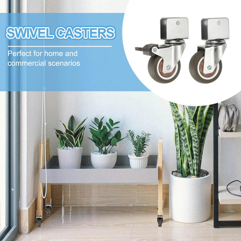2 Inch Caster Wheels 4 Pack With 2 Brakes And 2 Swivel Casters For Furniture Office Chairs Carts And Cabinets shown in room setting