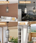 Outdoor Pendant Light Matte Black Adjustable Exterior Hanging Porch Lighting Waterproof Ceiling Mount Lamp With Clear Glass