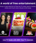Image showcasing a variety of free entertainment options on a smart TV including baking and cooking shows.