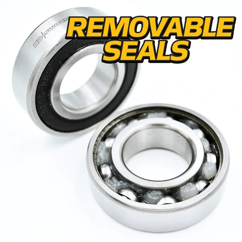 Top Rate B98 C3 Precision Blade Spindle Bearings Six Pack Built Like A Brick With High Temp Synthetic Grease For A Smooth Zero Hassle Machine Tune Up, showing two precision spindle bearings with removable seals.
