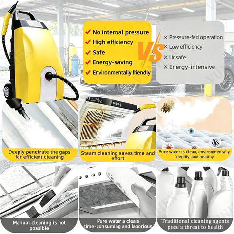 Professional Heavy Duty Industrial Steam Cleaner 3000W Lightweight 3.5L Tank with efficient steam cleaning features.