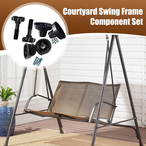 Sturdy Porch Swing Canopy Frame Replacement Kit Three Piece Set For Patio Garden Backyard with components on display