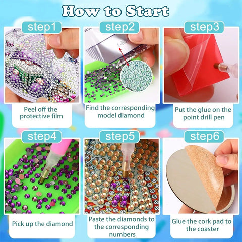 Step-by-step guide for Awesome Gnome Diamond Art Coaster Kit With Holder And Cork Bases For Adults And Beginners DIY Craft Set
