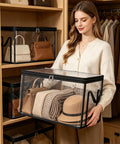 Store Your Stuff Like A Pro With These Sleek Clear Storage Bins Featuring Smooth Zipper Closures And Heavy Duty Reinforced Handles Perfect For Closet Tidying And Bedroom Sorting Made From Thick Transparent PVC To Straight Up Spot Everything Fast.