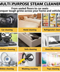 Multi-purpose steam cleaning applications for home and car surfaces with the 3000W High Pressure Steam Cleaner With Ozone Function.