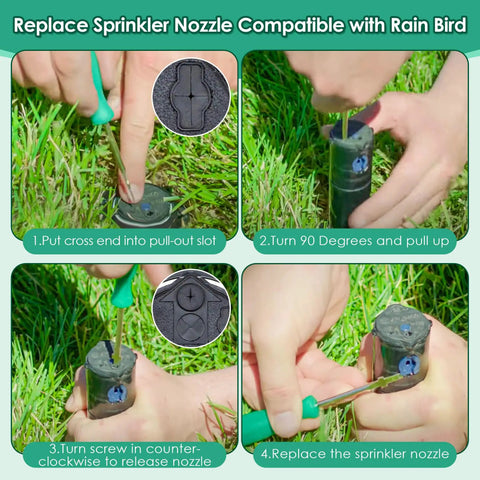 All In One Sprinkler Head Tools Kit Eight Pack Compatibility Wrenches For Rain Bird 5000 And Hunter MP PGP Spray Heads in use