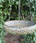 Hanging Bird Bath For Outdoors With Metal Bowl And Stable Triple Chain Design, Powder Coated For Rust Proof Durability