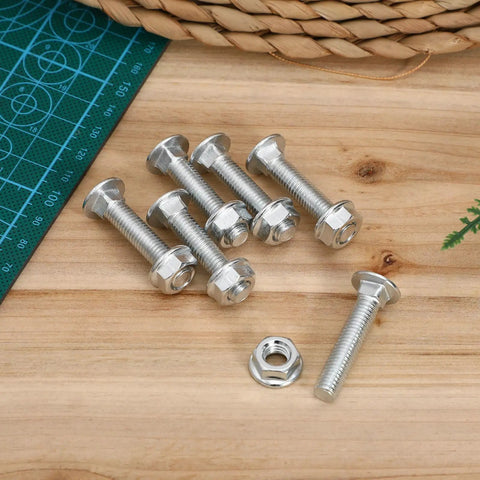 20 Sets Round Neck Screw Kit With Carriage Bolts Nuts And Washers Carbon Steel Construction on wooden surface