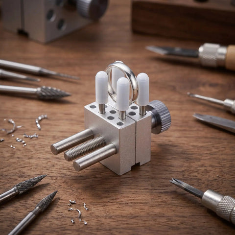 Ultra Portable Mini Vise For Hobbyists And Crafters, A Multi Function Tabletop Bench Clamp For Model Building, Painting, Soldering, Jewelry Making, And Tiny Parts Handling With Locking, No Slip Grip on wood bench