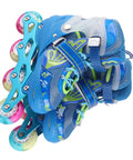Adjustable Kids Inline Skates With Self Powered Light Up Wheels Cool Blue Roller Blades For Ages 6 To 12 Breathable Comfort Fit
