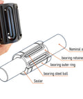 LM8LUU linear ball bearing with 8mm bore, 15mm OD, 45mm length, double rubber seal; cross-section diagram