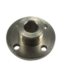 Front view of metallic 8mm flange coupling used in 2pcs 8mm Flange Coupling with Wrench High Hardness Shaft Connector Rigid Axis Model Coupler Fitting for DIY Parts A58 Motor.