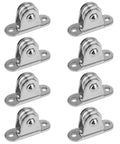 Front view of 8 Pcs 1" Small Pulley Block, Silent Pulley Wheel for 1/8" Cord, Max Load 176 lb, chrome-plated carbon steel.
