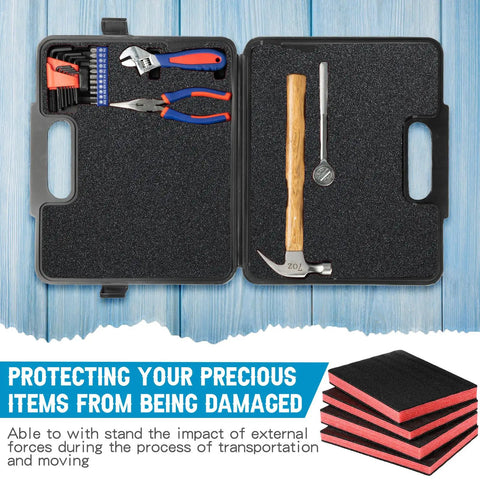 Kickass Polyethylene Foam Case Inserts 16 By 12 Inch Snug Fit Shock Absorbent Padding For Toolboxes And Camera Gear Red Black sheets in tool case.