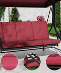 Three Seat Outdoor Porch Swing With Stand 2 In 1 Convertible Lounger Bed Stepless Adjustable UV Resistant Waterproof Cushioned