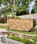Heavy Duty Firewood Rack Outdoor With 880Lb Capacity 6 Ft Elevated Wood Storage On Weather Resistant Metal Frame 12 Support Legs Sturdy Indoor Or Outdoor Firewood Holder For Patio Porch Fireplace Backyard filled with logs in garden setting