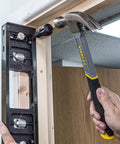 Butt Hinge Template Kit With Fully Adjustable Router Jig DIY Friendly And Handles All Hinge Sizes And Positions From 2 Feet 6 Inches To 9 Feet Quick Accurate Square Or Radius Hinge Routing For Wood Doors And Frames installed on a door frame.