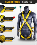 Monsoon Safety Harness 2 Pack With Four D-Rings Front Chest Side And Back D-Rings Shoulder Padding ANSI Tested OSHA Compliant Fall Protection Features