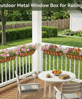 24 Inch Railing Planter With Adjustable Brackets Window Box With Coco Liner Hanging Flower Metal Planter For Indoor Outdoor Use On Balcony Deck