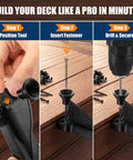 Heavy Duty Hidden Fastener Decking Tool Kit Packs Premium Stainless Steel Screws And Precision Drill Bits for easy deck installation steps.