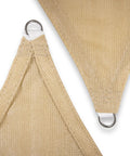 Close-up of Keepin It Cool Under The Sun Sand Beige 10x10x14 Ft Triangle Shade Sail Canopy with durable corner rings.
