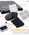 Keep It Breezy With This Hands Free Magnetic Garage Door Screen 9x8 Ft for One Car Garage installation kit with tools and materials.