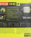 One Plus 1800 Lumen 18V Hybrid LED Work Light packaging with details and features.