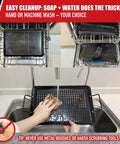 Massive Three Piece Grill Basket Set for Outdoor Grillin being cleaned in dishwasher and sink with soap and water