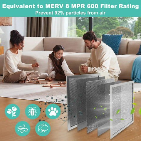 12x20x1 Reusable Electrostatic Air Filter, MERV 8 Washable HVAC AC Furnace Filter near family playing indoors.