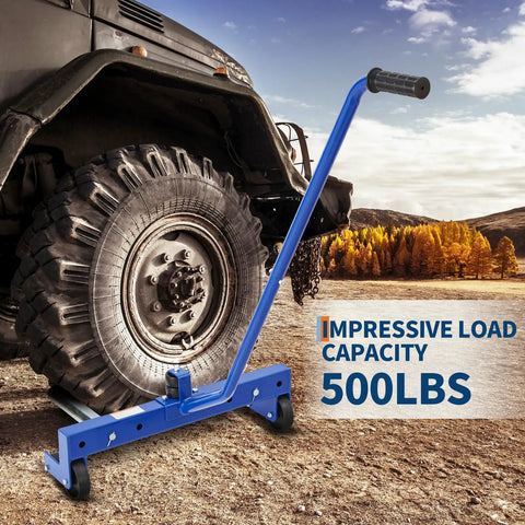 Heavy Duty Adjustable Tire Moving Cart That Handles 500 Lbs Like A Champ Smoothly Lifts 11 To 24 Inch Wheels For Trucks And Cars No Sweat Garage Essential positioned under a truck tire.