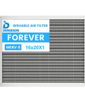Straight Up Tough Reusable Washable Air Filter 16x20x1 MERV 8 Electrostatic Media with white frame and gray media.
