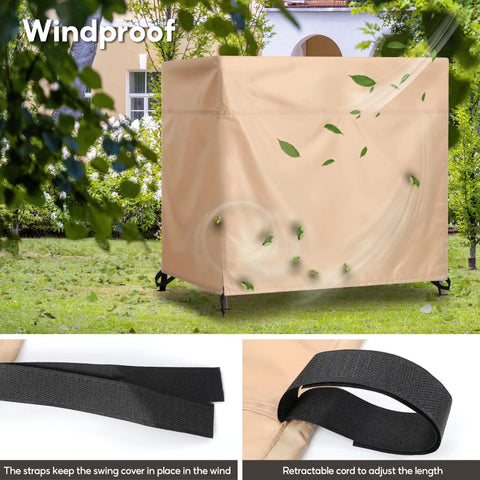 Beige Outdoor 3 Seater Hammock Swing Chair Cover For Patio Water Resistant All Weather Protection Fits 80 Inch x 60 Inch x 72 Inch