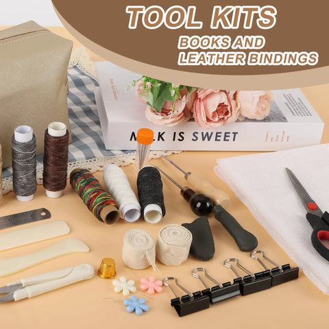 All In One Book Binding Kit With Wooden Book Press 13 By 7.9 Inches Pro Grade Tools Like Bone Folder Awl Needles Waxed Thread