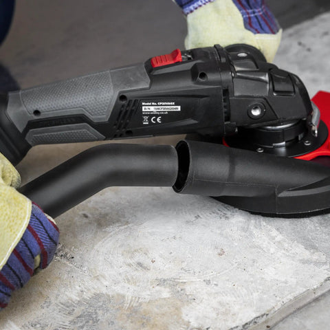Adjustable Angle Grinder Dust Shroud With Swivel Hose Hookup And Slick Edge Guard Fits 115 To 125 Mm Tools for dry cutting concrete.