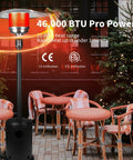 Powerful 50,000 BTU Propane Patio Heater On Wheels For Backyard Hangouts And Outdoor Dining, Easy Ignition, Safety Shut Off