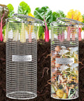 2 Pack Underground Worm Composting Bin Set Durable Metal Wire Bins With Holes And Lid in garden with vegetable patch backdrop