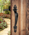 Heavy Duty Thumb Gate Latch Kit With 8 Inch Decorative Handle For Wooden Fences And Gates Self Closing Outdoor Gate Lock For Wood Metal Vinyl Pool And Garden In Black Finish