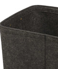 Close-up of Hella Spacious Rectangular Felt Storage Basket With Faux Leather Handles, Collapsible Gray Organizer Bin for versatile use.