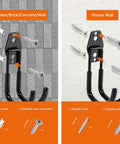Straight Up Solid Heavy Duty J Hook EV Charger Holder Wall Mount installation guide for wall types and screws.