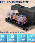 3.0 HP motor detail of 4 In 1 Foldable Walking Pad Treadmill With Incline And Remote Control for quiet home office use.