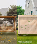 Comparison of two hammock swings on a patio, one uncovered, one with Beige Outdoor 3 Seater Hammock Swing Chair Cover For Patio