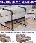 Heavy Duty Toilet Safety Rails With Padded Grip Handles Great For Seniors And Post Surgery Recovery To Help You Rise From Chair Or Couch Easily Bathroom Assist Bar dimensions shown for fitting under sofa.