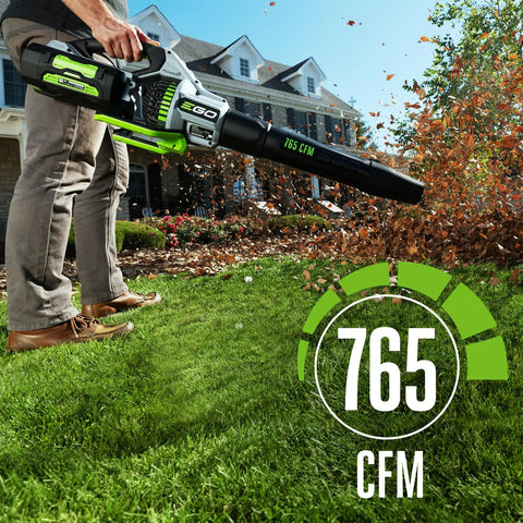 Man using Cordless Leaf Blower With Turbo Mode, This Beast Delivers Up To 765 CFM And 200 MPH Air, Clears Wet Leaves And Heavy Debris, Up To 90 Minutes Runtime With 5Ah Battery, Battery And Charger Not Included LB7650 on green lawn