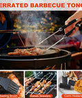 Serrated tongs grilling chicken with skewers, basting brush, corn holders from 22 Piece Stainless Steel BBQ Tools Set With Aluminum Case
