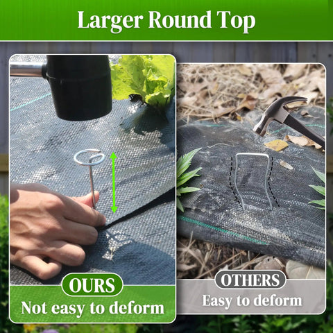 Heavy Duty 6 Inch Galvanized Landscape Stake Set 100 Pcs 11 Gauge Circle Top Garden Staples Durable G Shaped Ground Pins