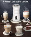 4 In 1 Milk Frother With Temperature Control For Hot Or Cold Foam Barista Grade Foam No Fuss Auto Shut Off