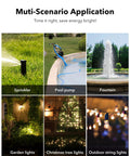 Muti-Scenario Application of Tough As Nails 24 Hour Mechanical Outdoor Plug In Timer for sprinklers, pool pumps, and holiday lights.